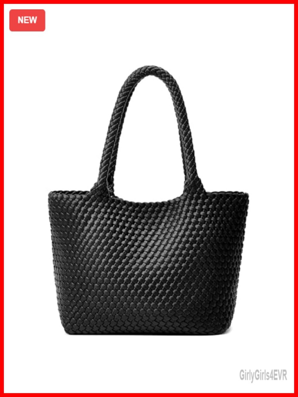 Vegan Leather Woven Tote Bag with Detachable Clutch, Magnetic Closure and